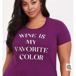 Torrid Wine Slogan Purple Tee Size 3(22/24)